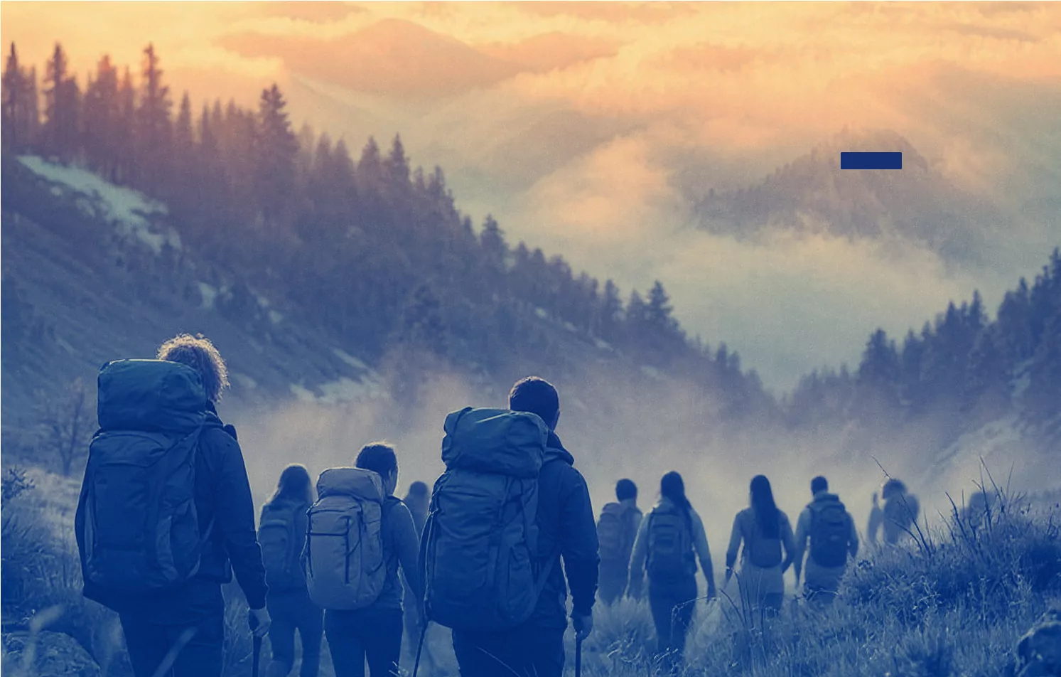 Groupe de randonneurs en montagne